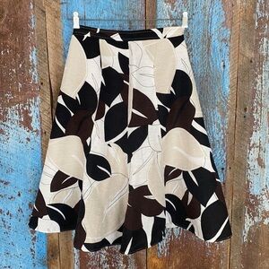 Chico's SILK & Linen Floral Print Midi Swing SKIRT